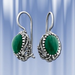 Ohrringe mit Malachit. Silber 925°