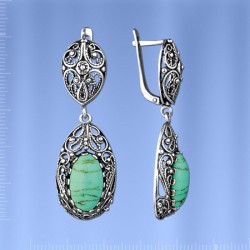 Russisches Silber Ohrhaenger mit Tuerkis