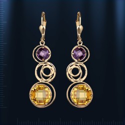 Ohrringe mit Citrin & Amethyst, Gelbgold
