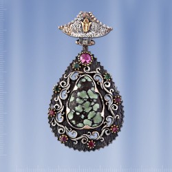 Серебряная подвеска с зелёной бирюзой
