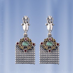 Серебряные серьги с изумрудом 