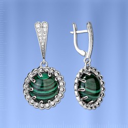 Russisches Silber Ohrhaenger & Malachit