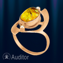 Goldring aus Rotgold 585° mit Bernstein Zirkonia