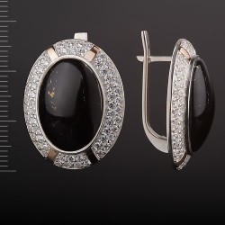 Ohrringe mit Achat . Silber & Gold