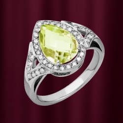 Gianni Lazzaro Jewellery Weissgoldring mit Diamanten und Citrin
