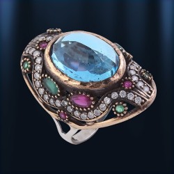 Ring mit Topas Rubin & Smaragd  Silber