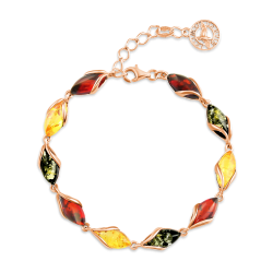 Vergoldeter Silberarmband "Fuelle". Bernstein tricolor