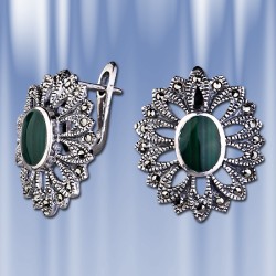 Ohrringe mit Malahit. Silber