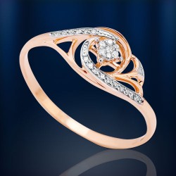 Goldring mit Brillanten. Bicolor