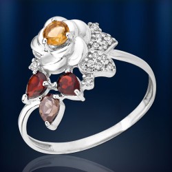 Ring mit Granat & Citrin. Silber