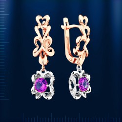 Goldohrringe mit Brillanten & Korund Alexandrit