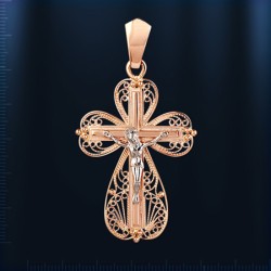 Cross pendant russisan red gold