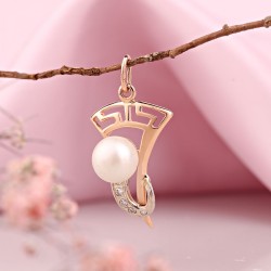 Anhänger aus Rotgold 585 Perle Zirkonia