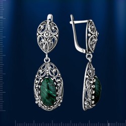 Russisches Silber Ohrhaenger mit Malachit