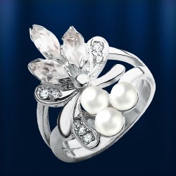 Russisches  Silber Ring mit Perlen