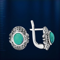 Ohrringe mit Tuerkis. Silber 