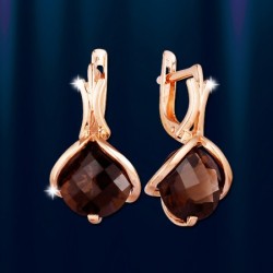 Ohrringe mit Rauchtopas. Rotgold 585