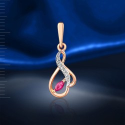 Goldanhaenger "Harmonie". Diamanten & Rubin