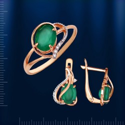 Goldset mit Chrysopras. Bicolor
