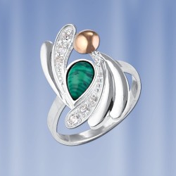 Ring mit Malachit. Silber & Gold 