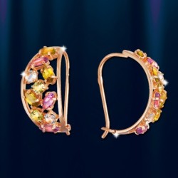 Ohrringe mit Edelsteinen, russische Goldschmuck