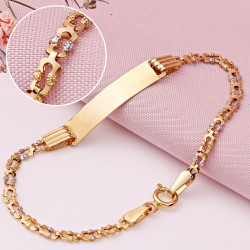 Kinderarmband mit Gravurplatte Bicolor Gold 585