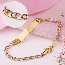 Kinderarmband mit Gravurplatte Bicolor Gold 585