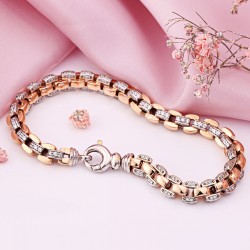 Russisches Gold in Deutschland 585 Armband Anker bicolor Zirkonia