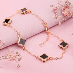Rotgold 585 Armband mit Onyx ⌀ 6 mm