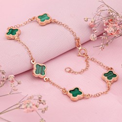 Rotgold 585 Goldarmband Malachit ⌀ 6 mm