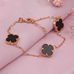 Goldarmband aus Rotgold 585 mit schwarzen Onyx ⌀10 mm