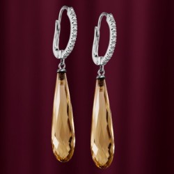 Ohrringe aus Weissgold mit Diamanten und Rauchtopaz