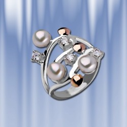 Ring mit Perlen Silber & Gold