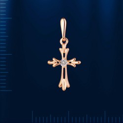 Kreuzanhaenger mit Diamant Russisches Gold 585