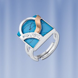 Ring mit Tuerkis. Rotgold, Silber
