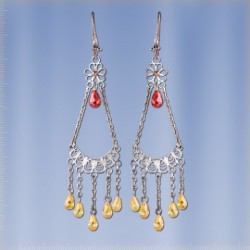  Ohrhaenger mit Granat & Citrin. Silber 925