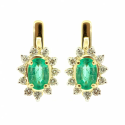 Goldohrringe mit Smaragden und Diamanten