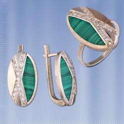 Russische Silber mit Gold & Malachit