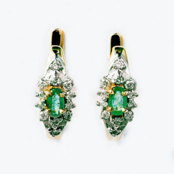 Goldohrringe mit Smaragden und Diamanten