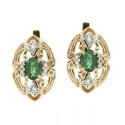 Goldene Ohrringe mit Smaragden und Diamanten