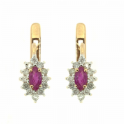 Goldohrringe mit Rubinen und Diamanten