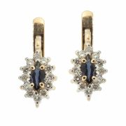 Goldohrringe mit Saphiren und Diamanten