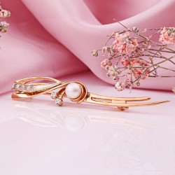 Brosche aus 585er Russisches Gold mit Zirkonia Perle