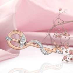 Goldbrosche 585 Diamanten Smaragde
