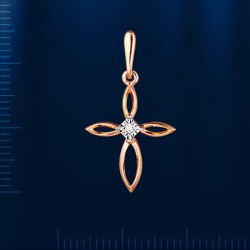 Kreuzanhaenger mit Diamant Russisches Gold 585