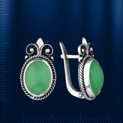 Russisches Silber Ohrringe mit Chrysopras