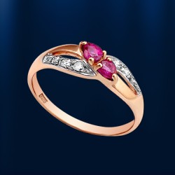  Goldring mit Brillanten & Rubinen
