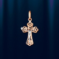Russische Kreuz Rotgold & Weissgold