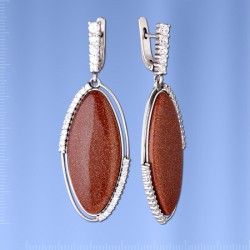 Russisches Silber Ohrhaenger mit Aventurin
