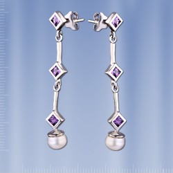 Ohrringe mit Perle. Silber 